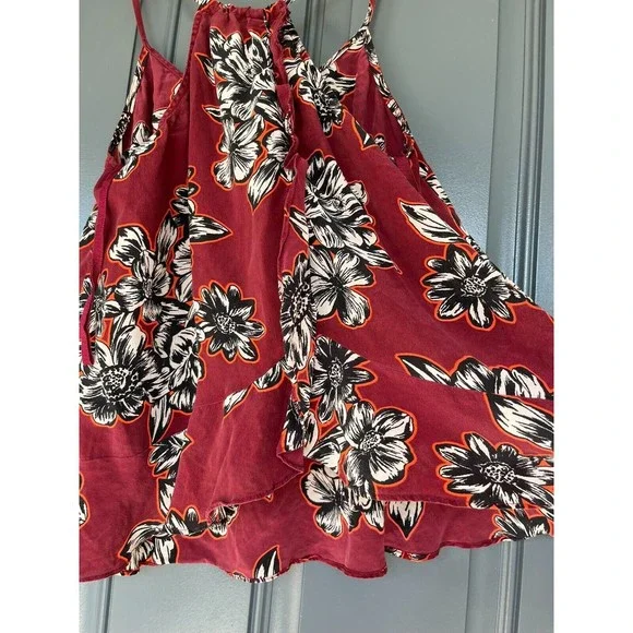 Maeve By Anthropologie Zebella Silk Floral Tank Top Size 6 Sleeveless Maroon - Picture 5 of 12